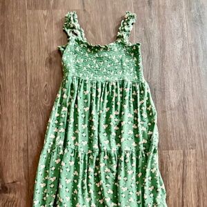 Apricot Women's Watercolour Rose Slub Midi Dress - Green - Size 12